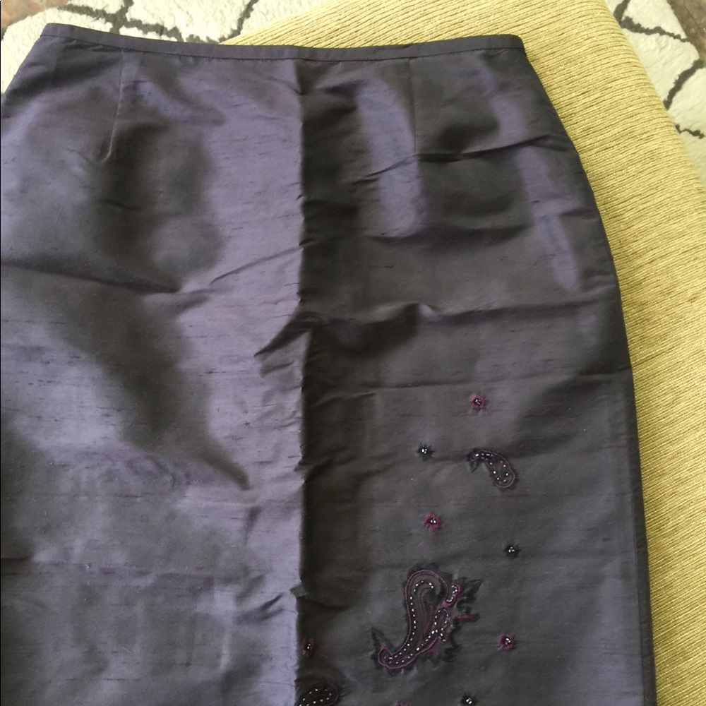 Deep purple silk skirt with beading detail...
